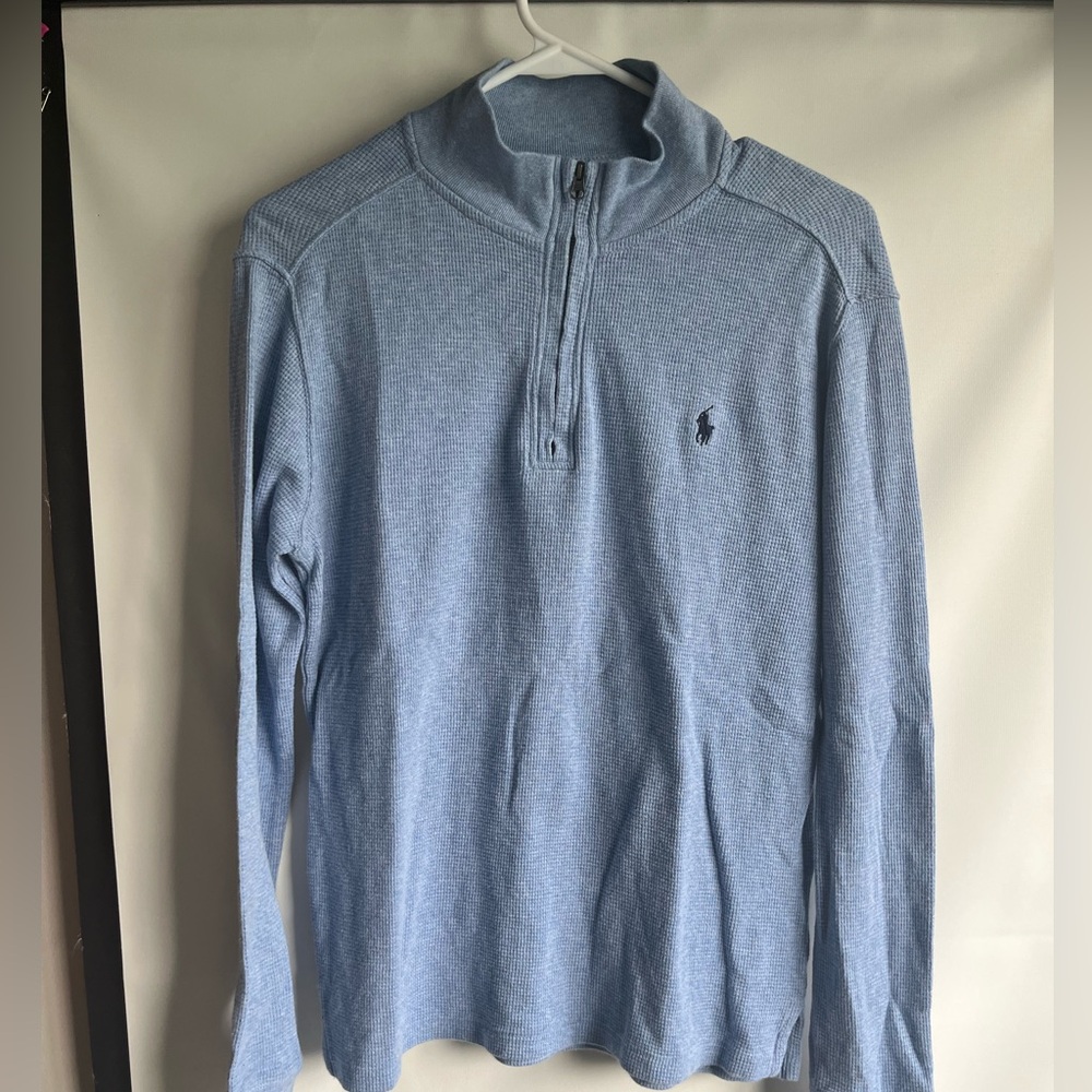 Polo by Ralph Lauren light Blue Half-Zip waffle knit Pullover Henley large